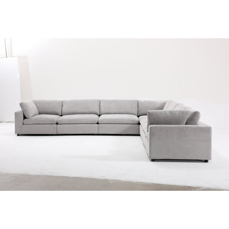 Bonzy Home 7Piece Modern Minimalist SoftUpholstered Sectional With